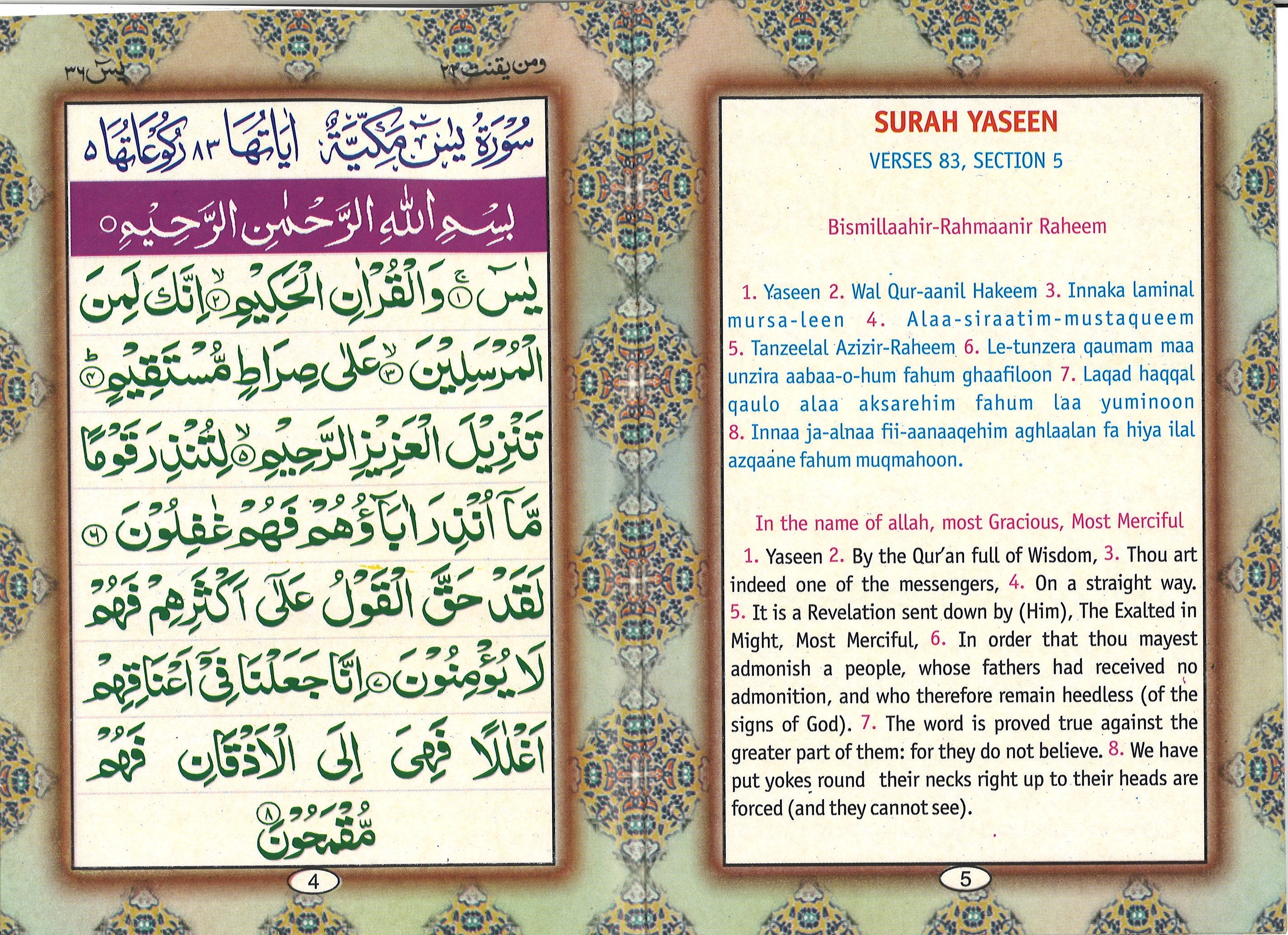 Surah Yaseen with English Translation & Transliteration text left to right سورة يس、mySite、topwebapps