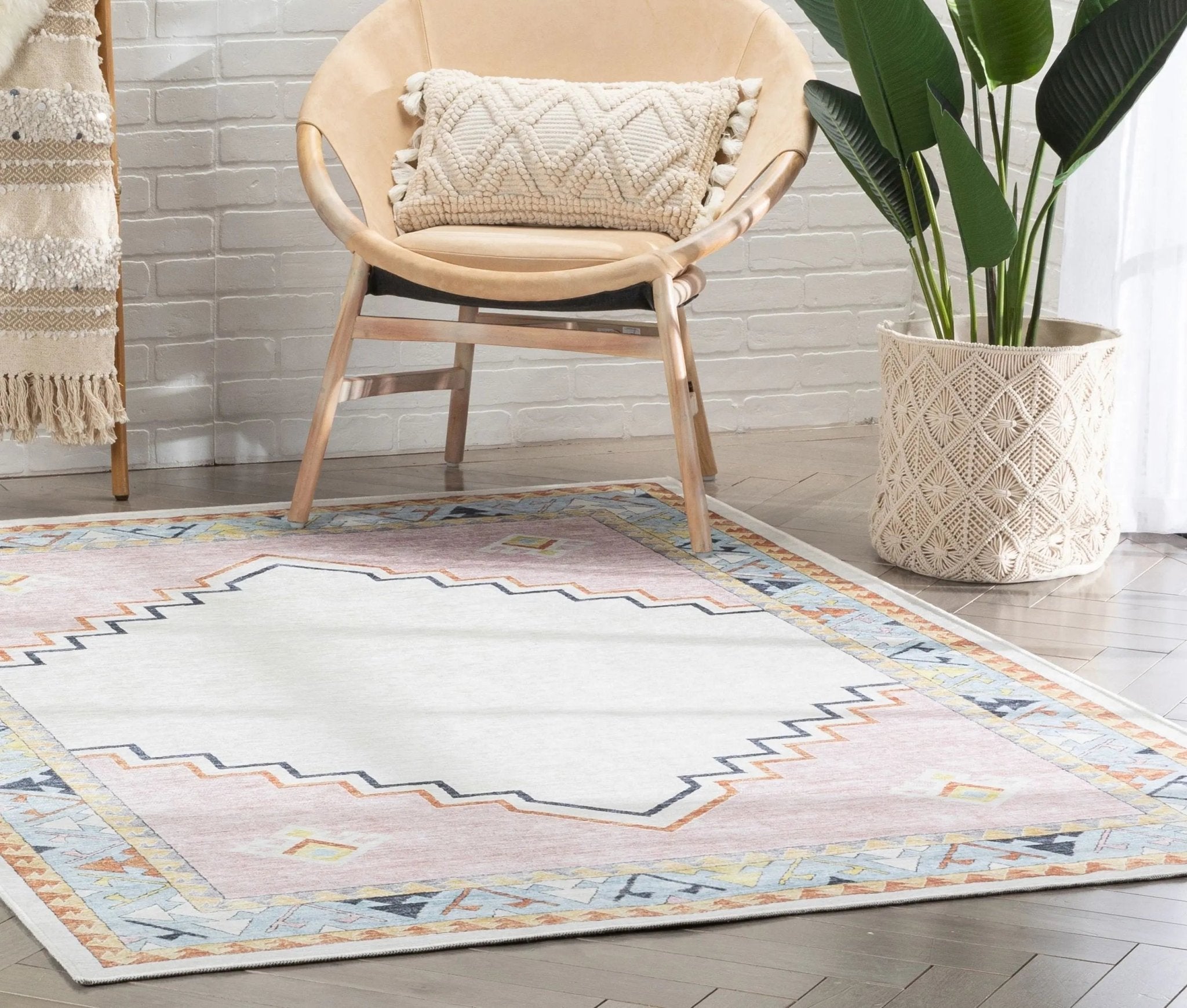 Ethnic Soft Medallion Modern Pink Beige Kids Flat-Weave Rug、mySite、gigharbornorthrealestate