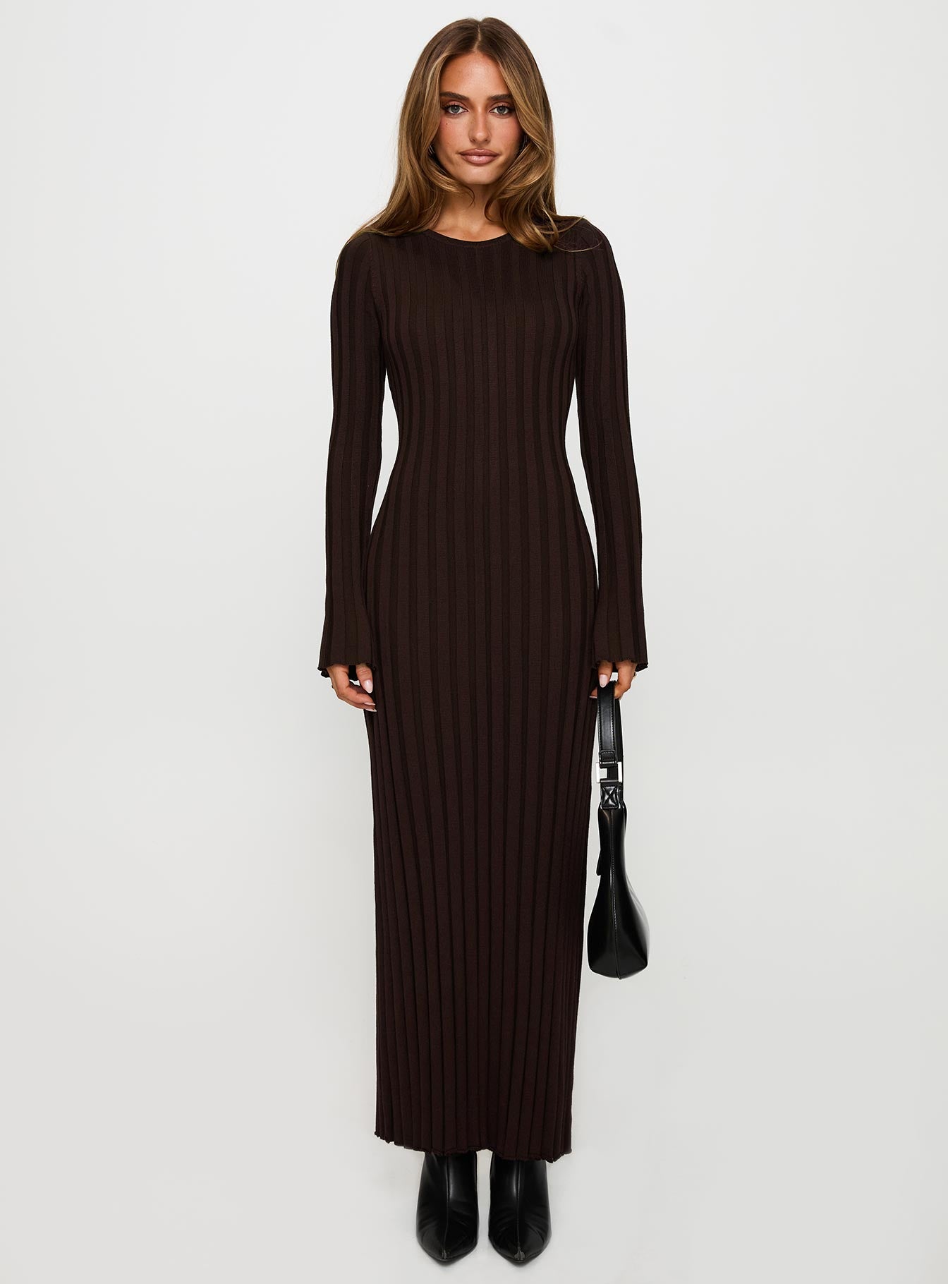 Vespa Long Sleeve Maxi Dress Brown、mySite、solidvoid
