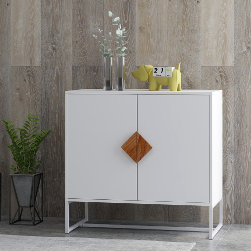 Solid wood special shape square handle design with 4 doors and double storage sideboard、、casual