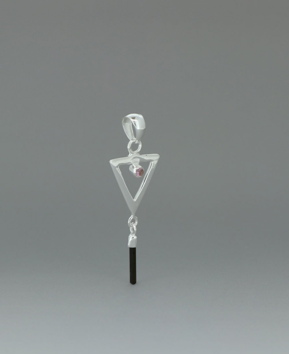 Sterling Silver Inverted Delta Pendant with Pink and Green Tourmaline、mySite、topwebapps