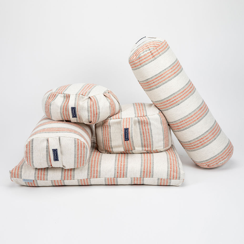 Coral Stripe Buckwheat Hull Zafu - COVER ONLY、mySite、topwebapps
