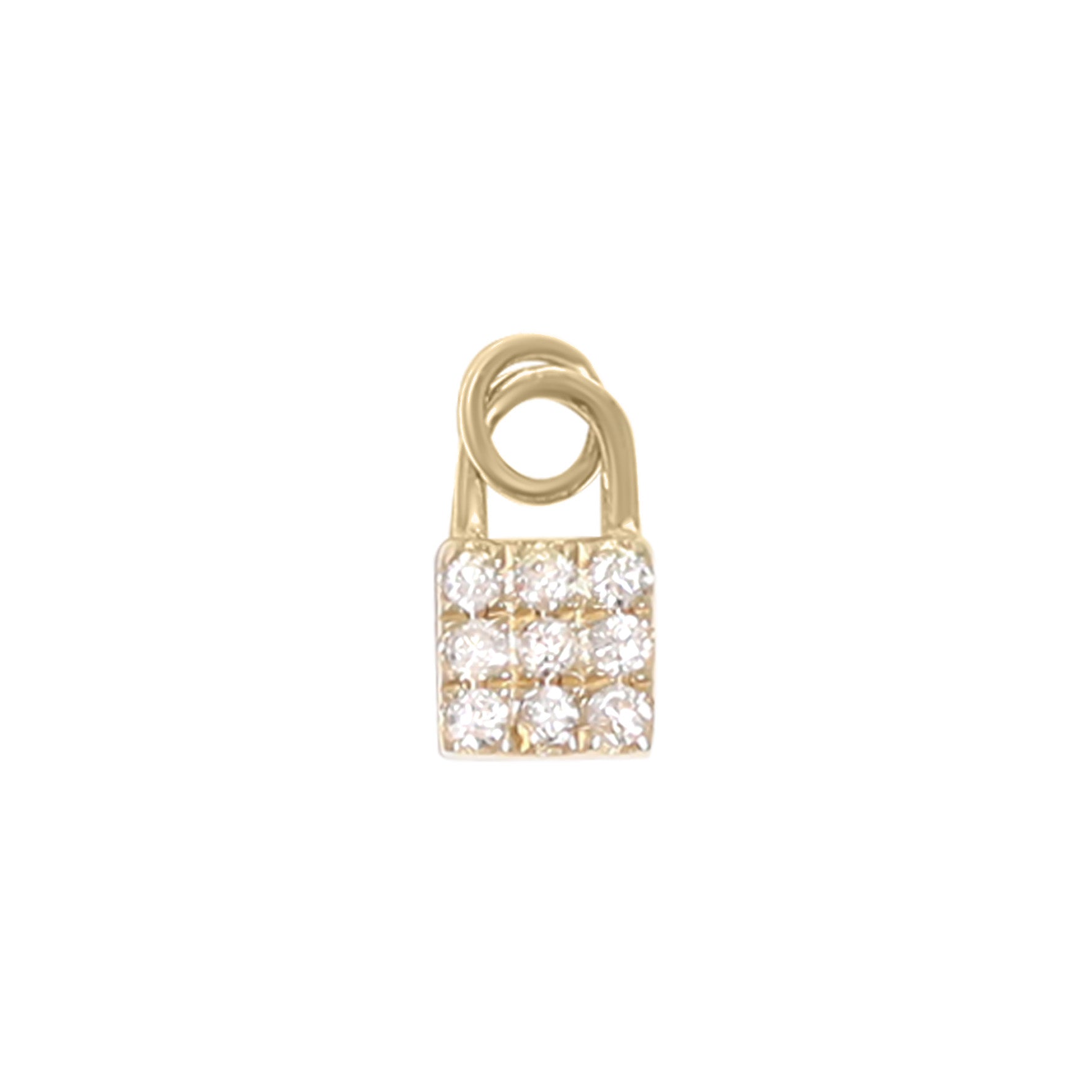 14K Solid Gold Diamond Padlock Charm for Permanent Jewelry / PMJ1021、mySite、dreamappss