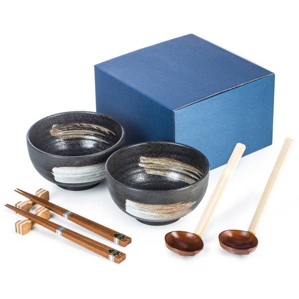 Kurokessho Japanese Ramen Noodle Bowl Set with Chopsticks & Spoons、mySite、topwebapps