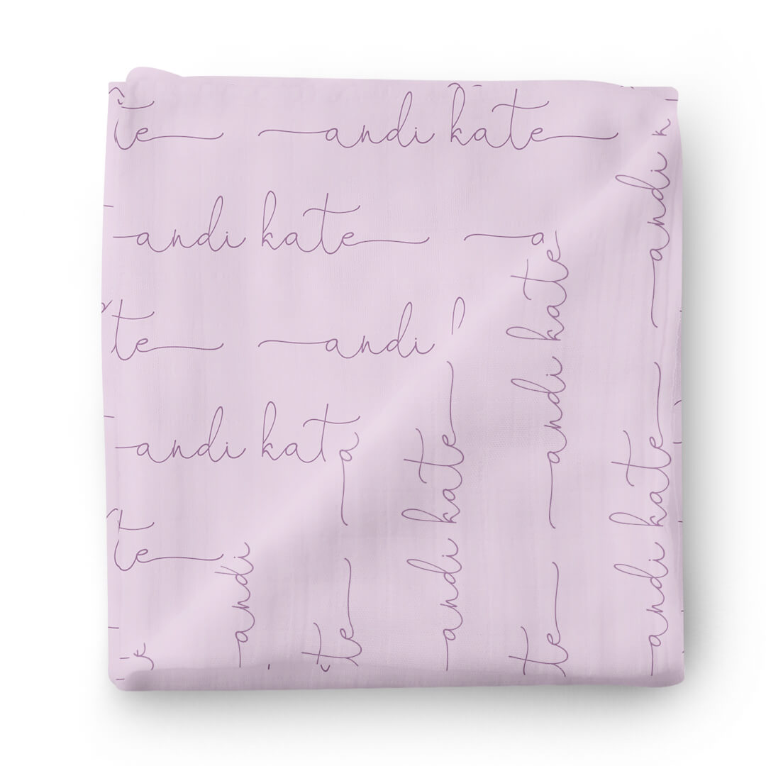  Personalized Light Lavender Baby Name Swaddle Blanket - Script、mySite、layawaytickets