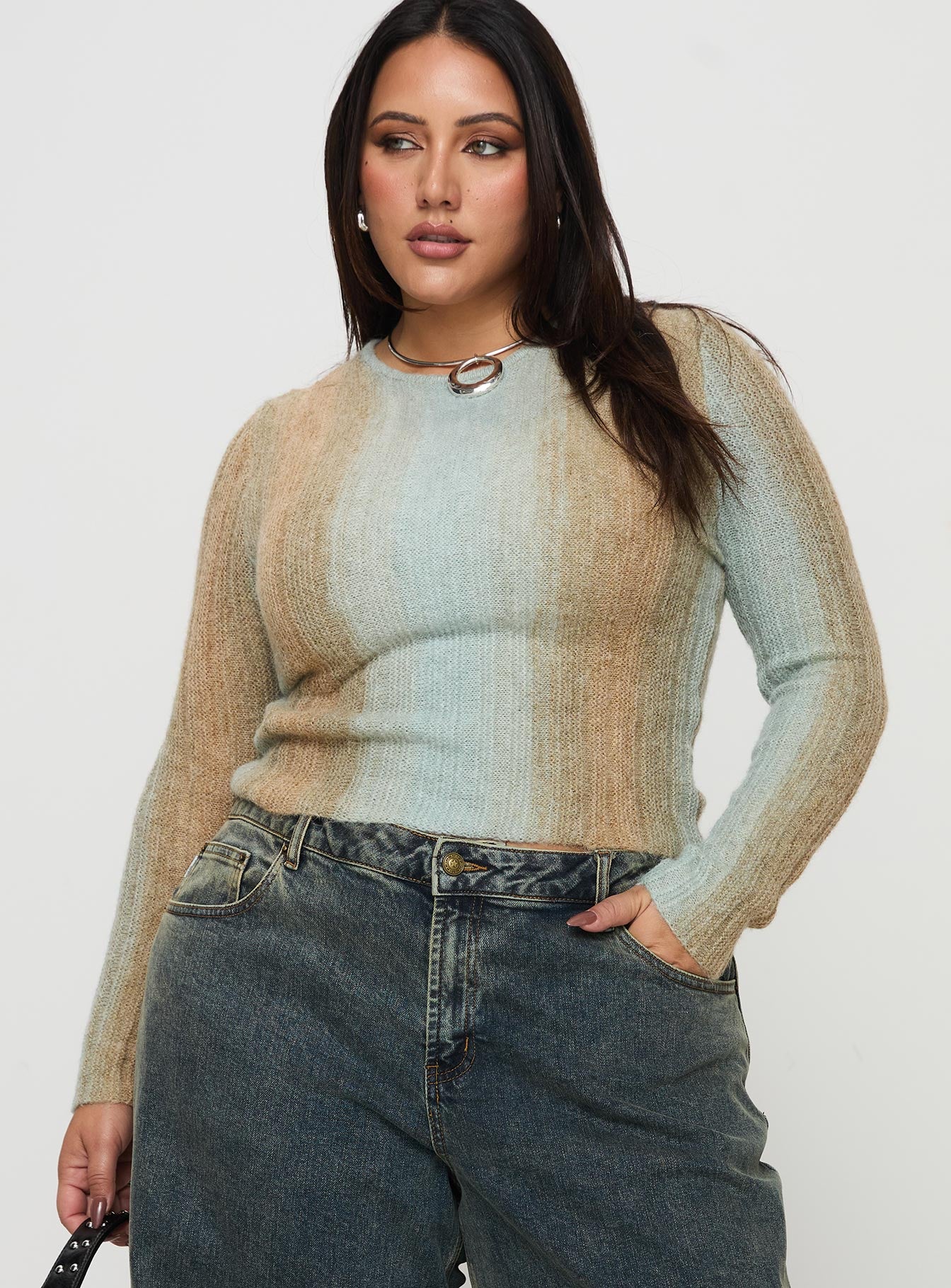 Cardenas Long Sleeve Top Green Curve、mySite、solidvoid