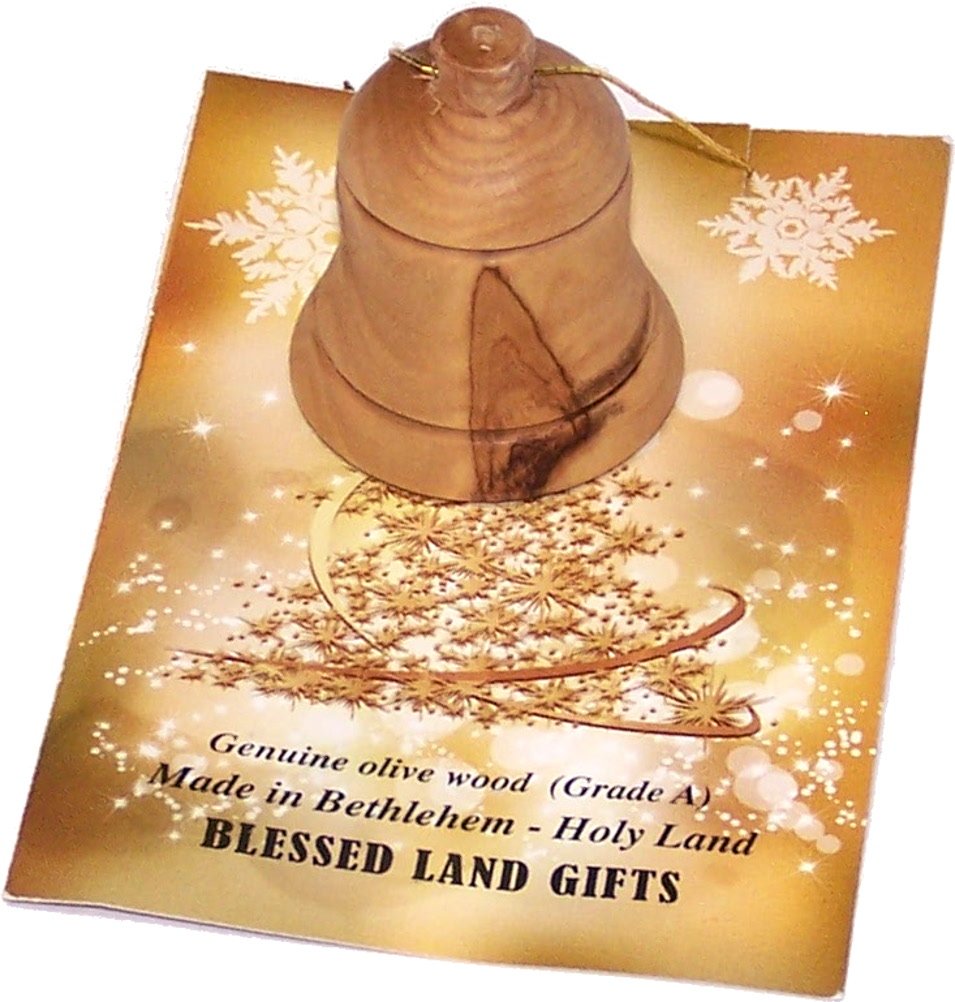  Holy Land Market Hand Made Olive wood ornaments - Tree Hanging Bells - Christmas Tree Ornaments from the Holy Land、mySite、elrpsem3k