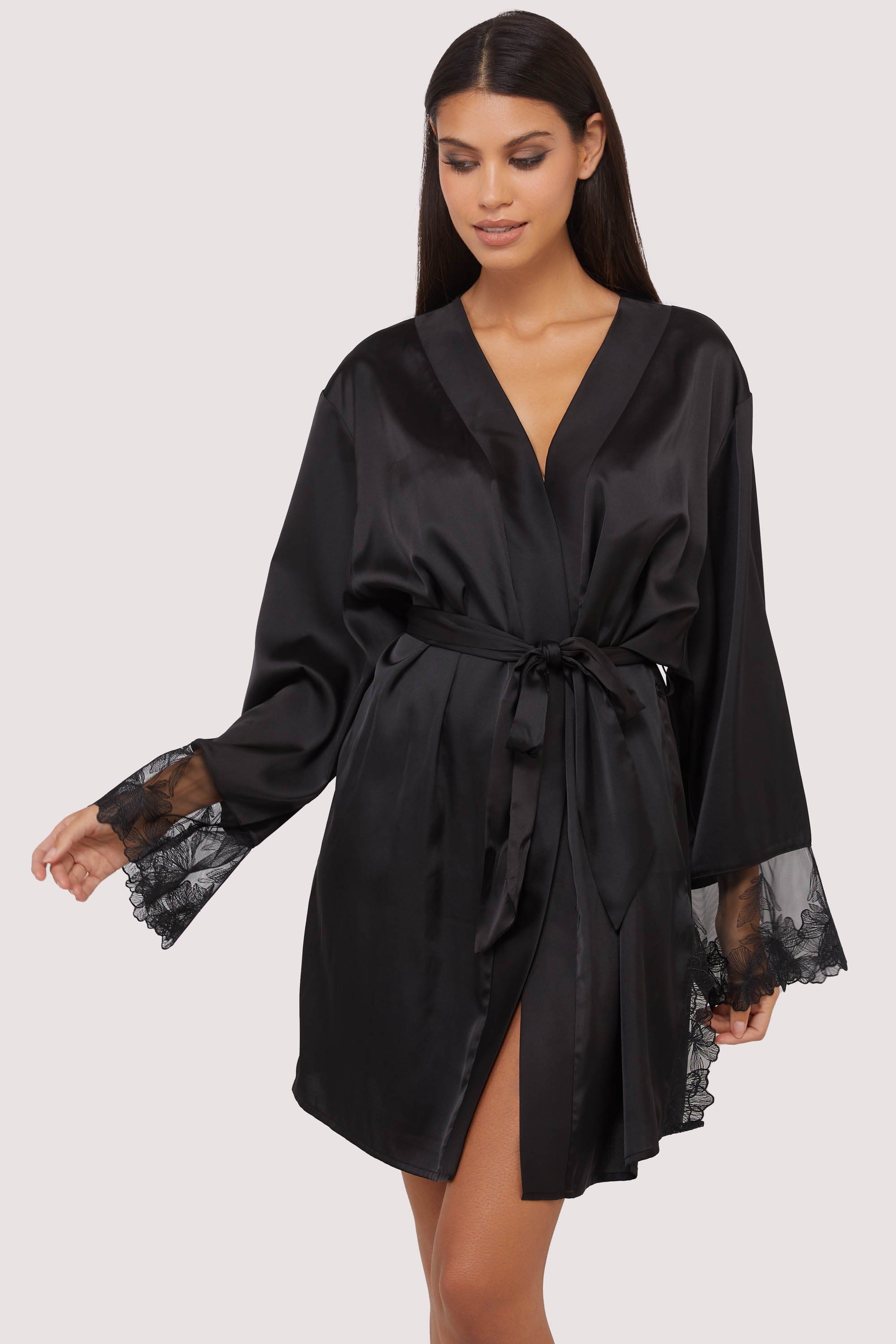 Eleanor Black Satin & Embroidery Robe、mySite、bengalsvssteelers