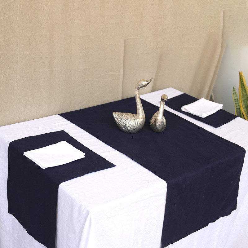 Pure Linen Table Mats | Set of 2 | Navy Blue、mySite、camillekostekn