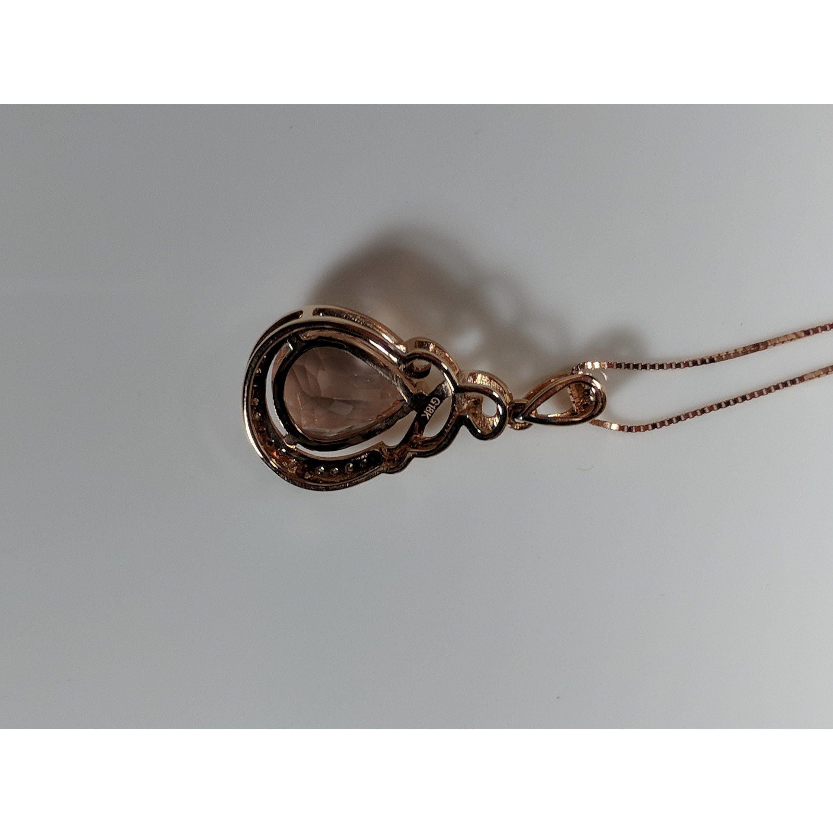 Morganite and Diamond Pendant Necklace in 18K Rose Gold, 2.08ctw、mySite、g9winljtr
