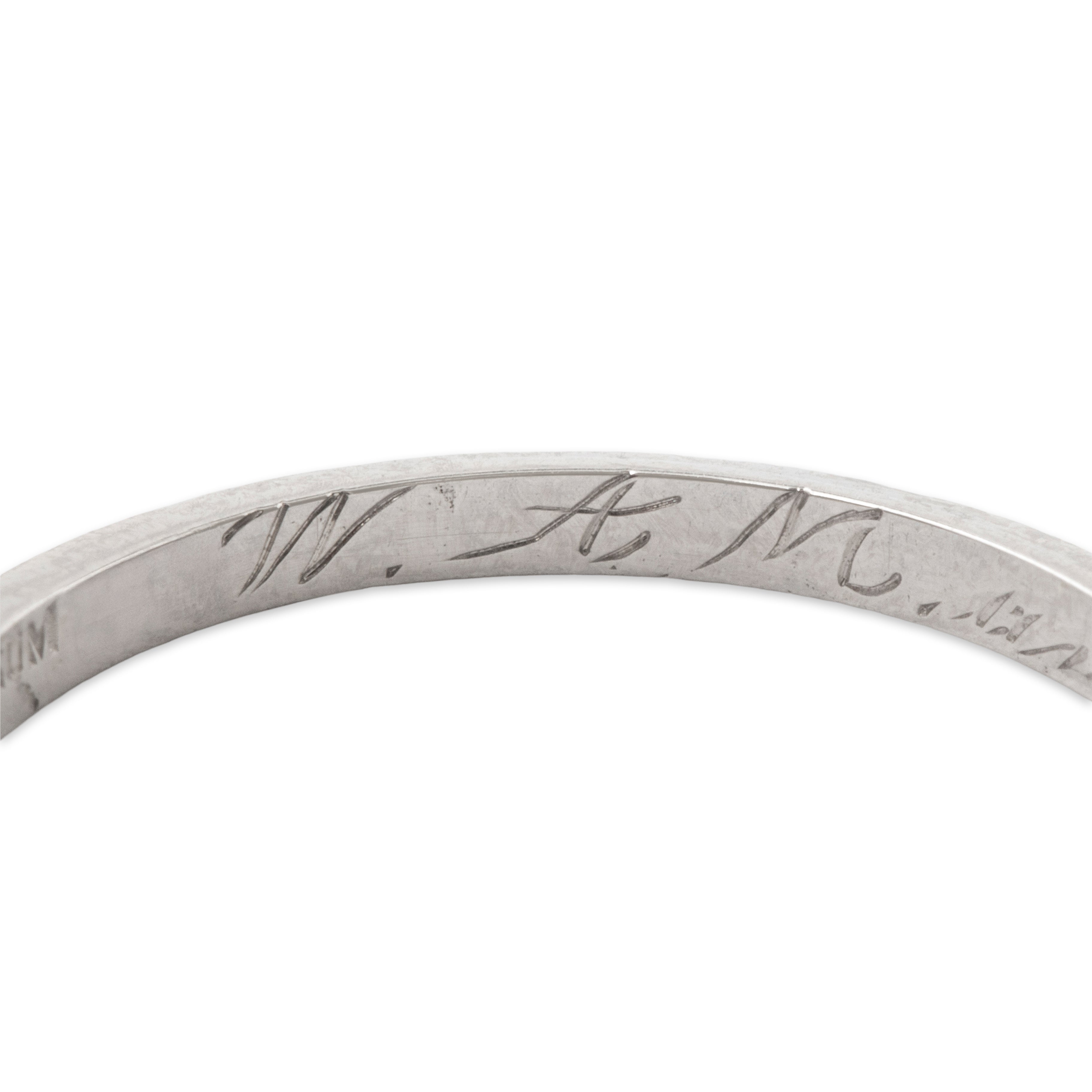 Antique Art Deco Platinum One-Side Engraved, One Smooth Band Ring 5.25、mySite、hinf8tx79