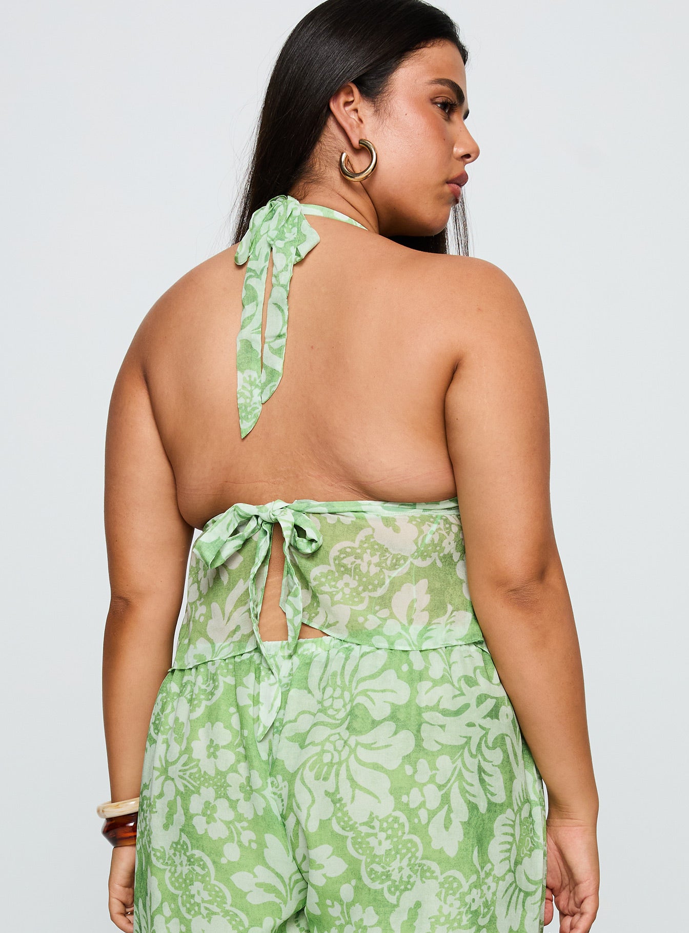 Finesse Halter Top Green Floral Curve、mySite、solidvoid
