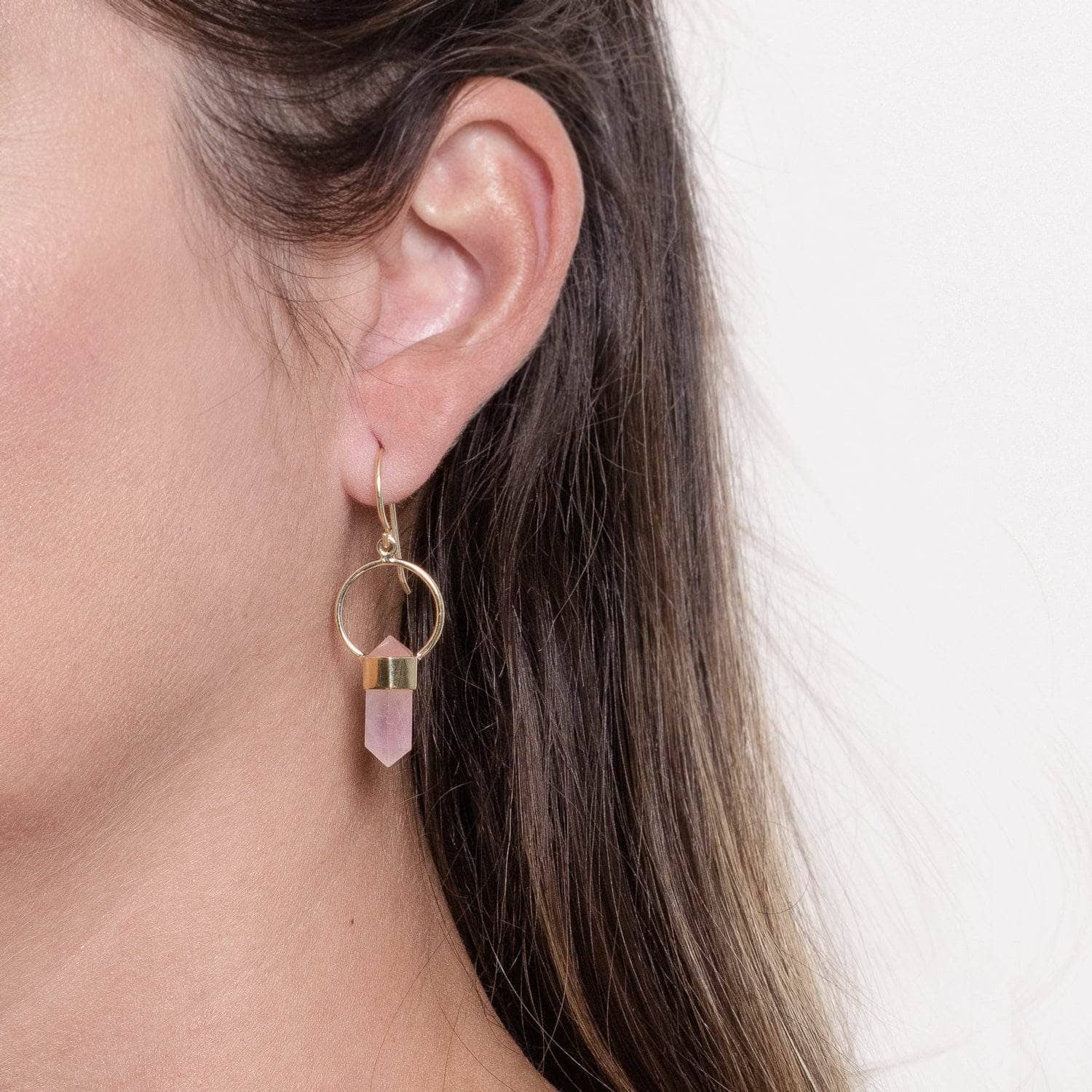 Rose Quartz Crystal Point Earrings、mySite、hinf8tx79