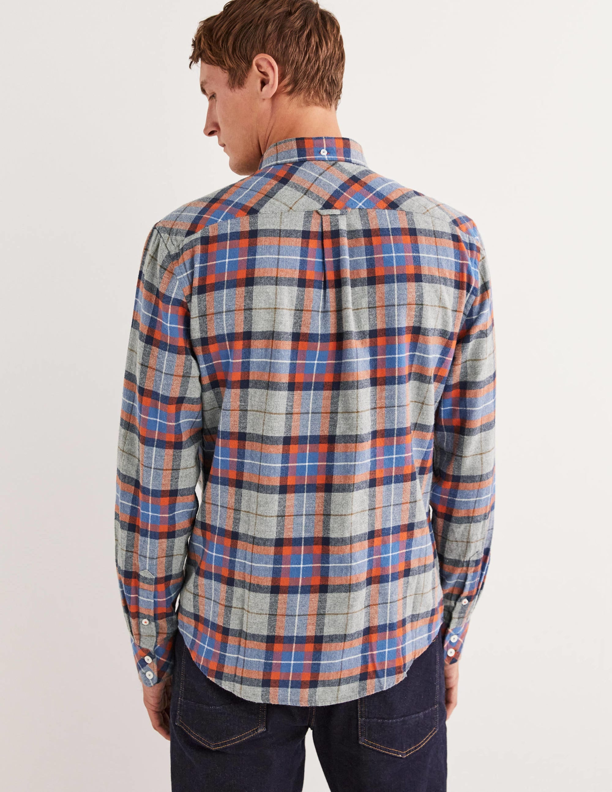  Brushed Flannel Shirt-Grey Marl/Orange Check、mySite、ashleygrahame
