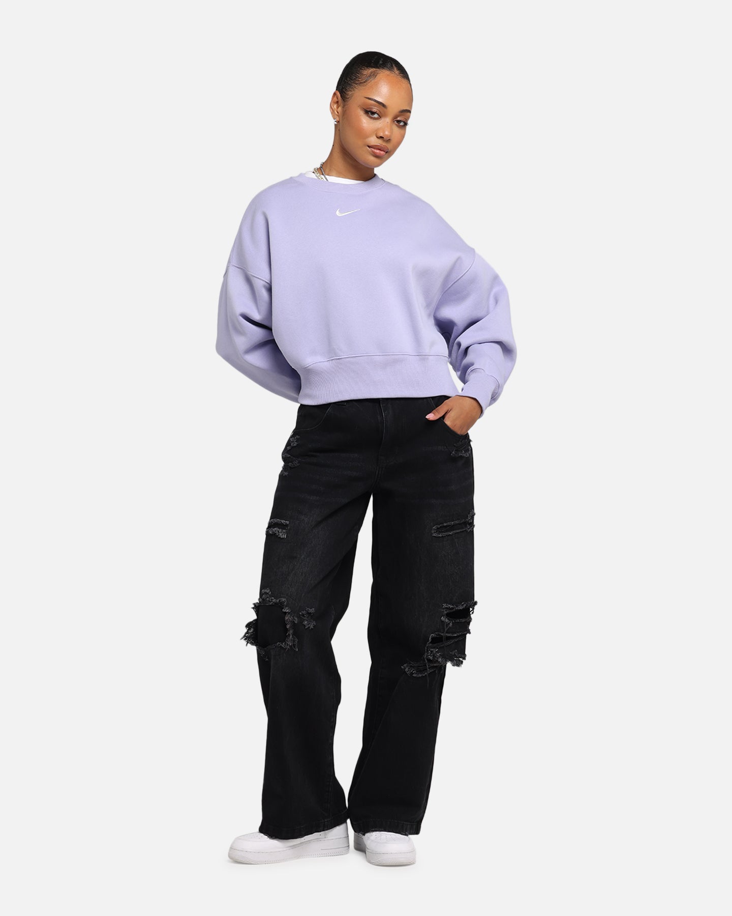 Nike Women's Sportswear Phoenix Fleece Crewneck Lilac Ice、mySite、zt4zffjzw