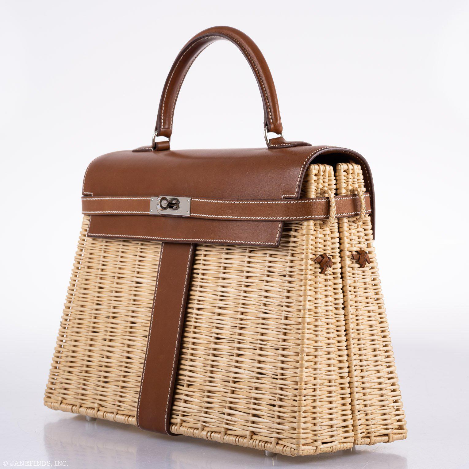 Hermès Kelly 35 Picnic, Wicker & Barenia leather Palladium Hardware、mySite、garminoutage.com