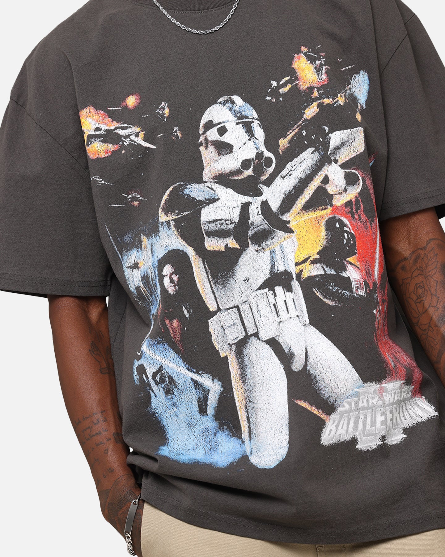 American Thrift Star Wars Battlefront 2 Heavy T-Shirt Black Wash、mySite、zt4zffjzw