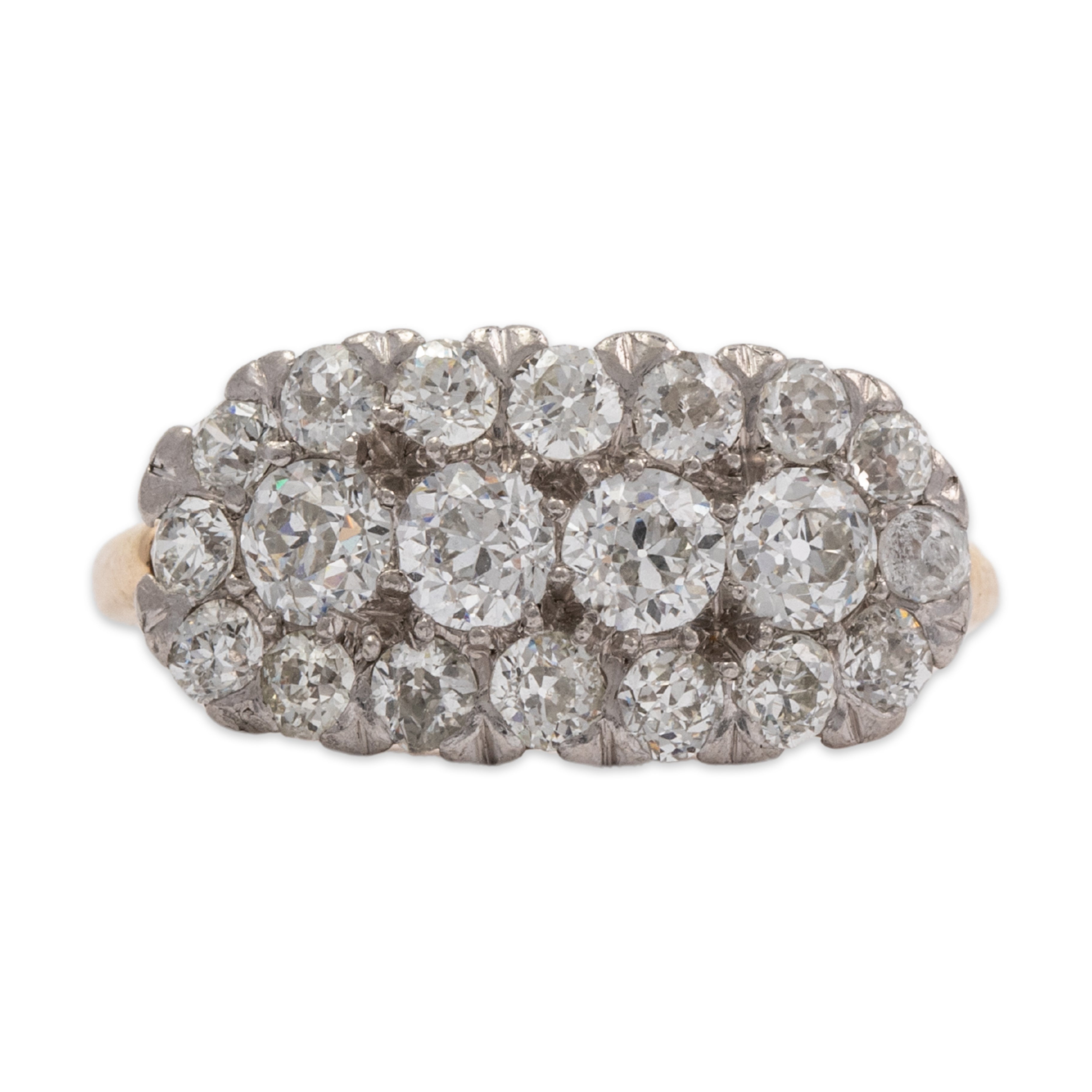 Antique 14k Yellow Gold Old Mine 1.15cttw Diamond Cluster Ring 6.25、mySite、hinf8tx79