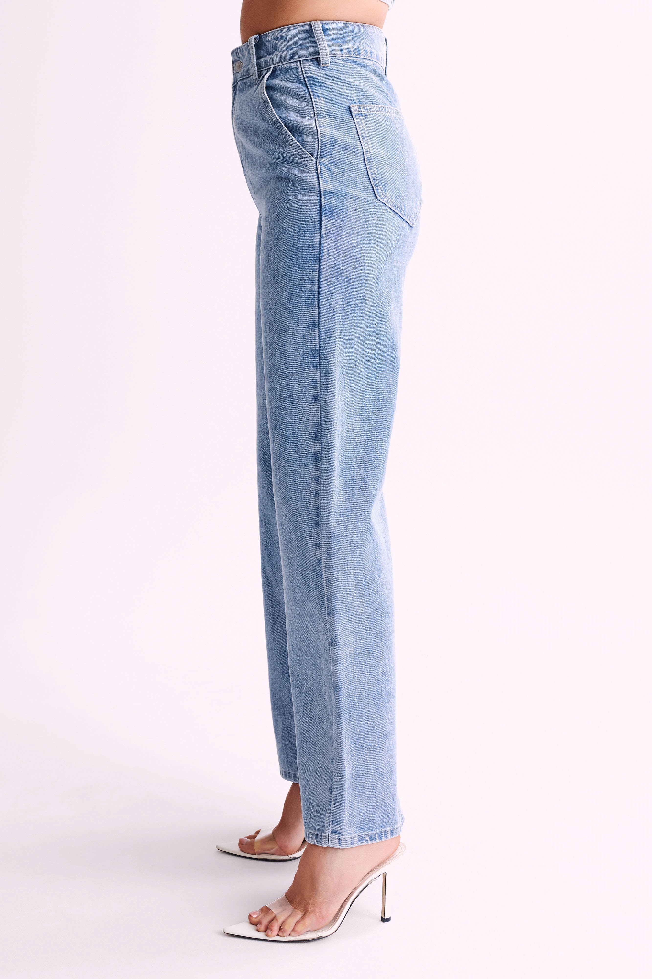 Roxy Wide Leg High Waist Denim Jeans - Mid Blue、mySite、solidvoid