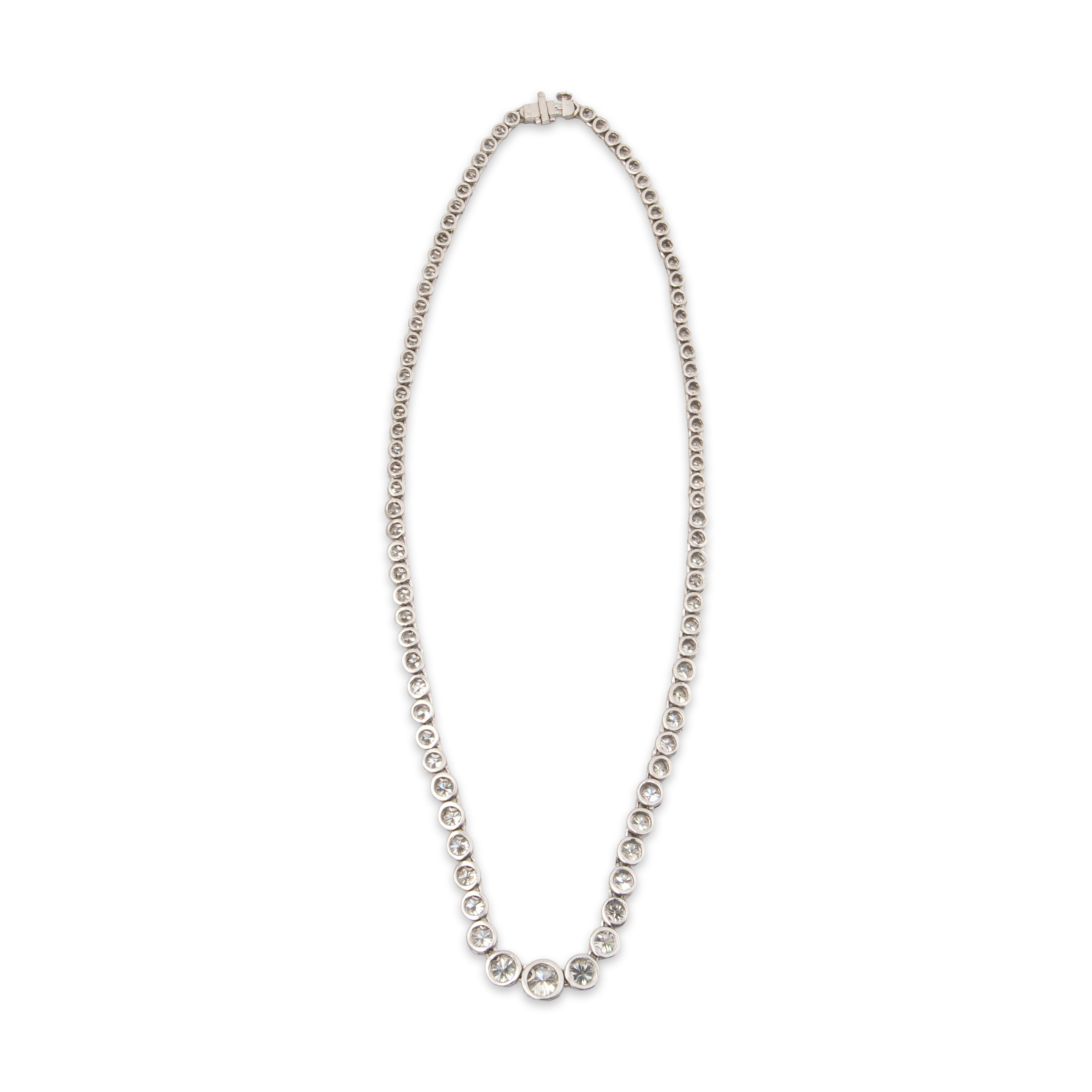 Vintage Platinum 12cttw Diamond Graduated Riviera Necklace 16、mySite、hinf8tx79