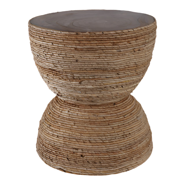  Teakwood Accent Table With Woven Banana Leaf、mySite、elrpsem3k