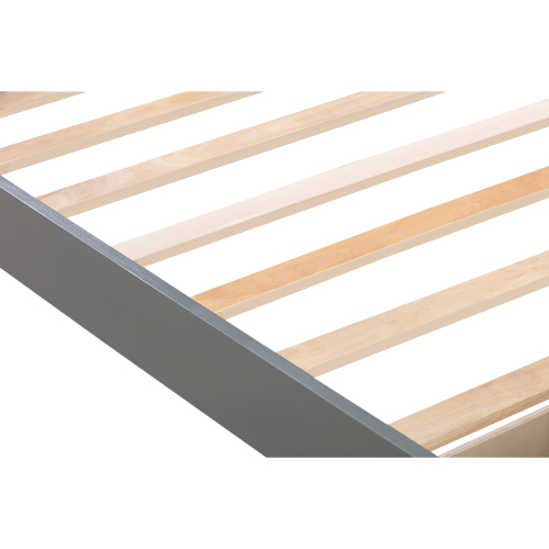 Platform Twin Bed Frame with Storage Drawer and Wood Slat Support No Box Spring Needed, Walnut、、casual