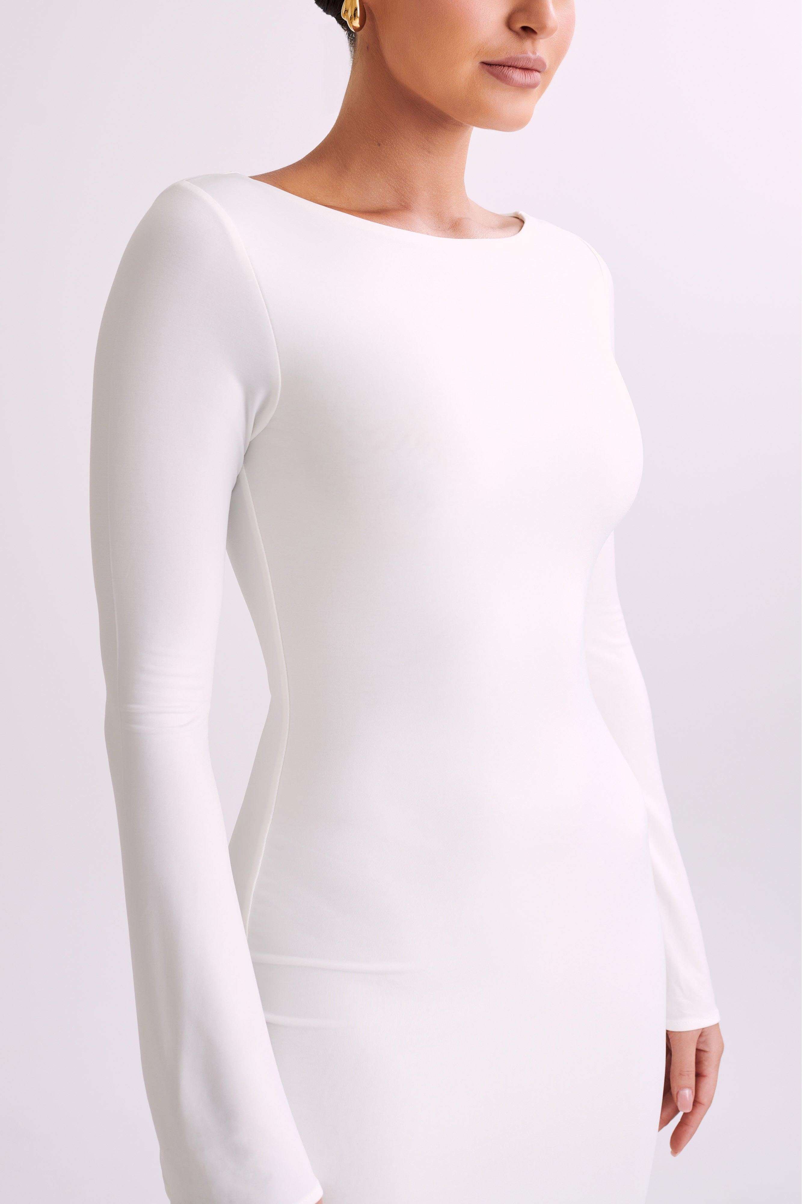 Tarna Slinky Fishtail Maxi Dress - Ivory、mySite、solidvoid