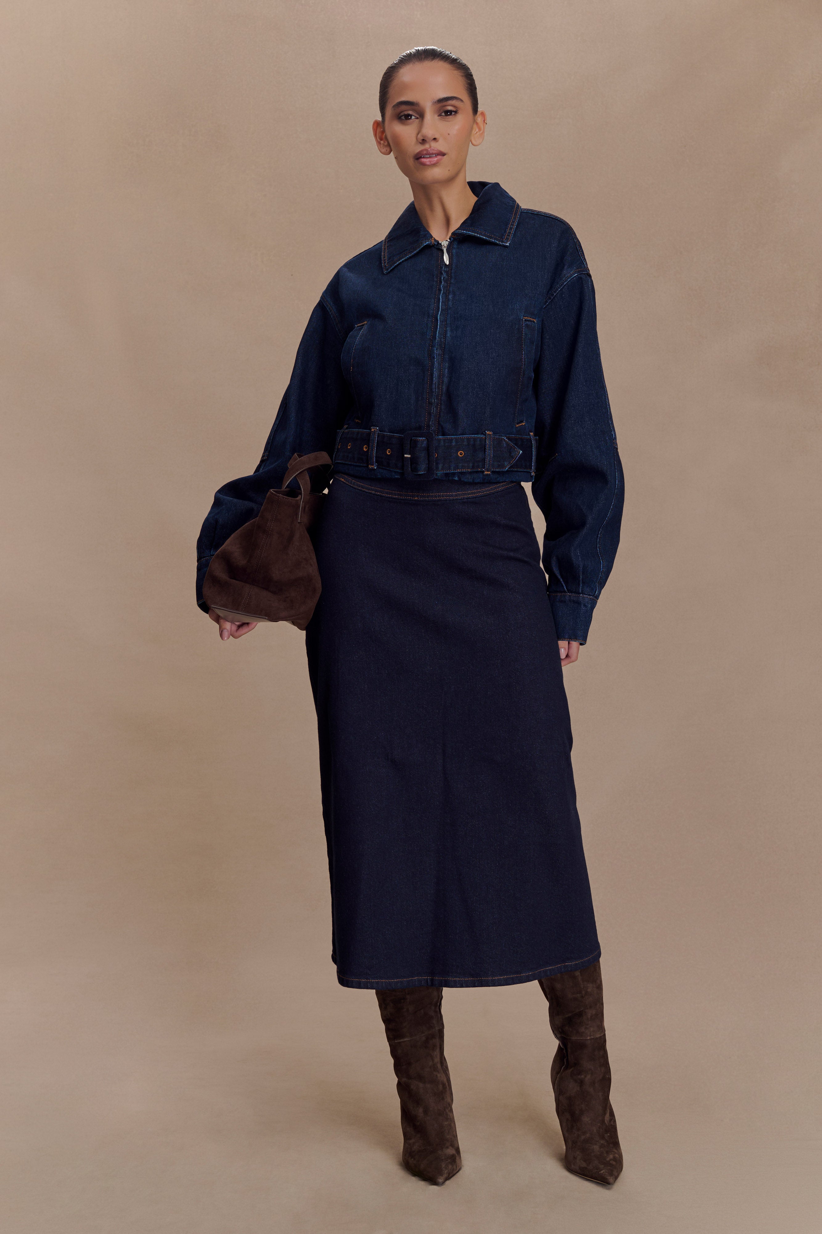 Fallon Cropped Denim Jacket - Indigo Blue、mySite、solidvoid