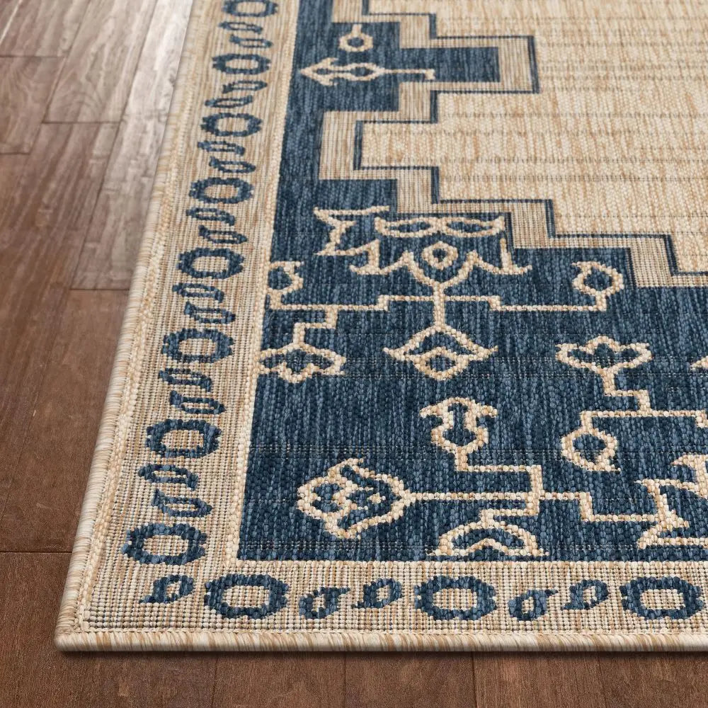 Mani Oriental Medallion Indoor Outdoor Blue Flatweave Rug、mySite、gigharbornorthrealestate