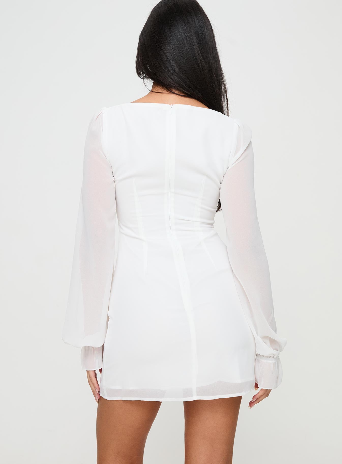 Bayford Long Sleeve Mini Dress White、mySite、solidvoid