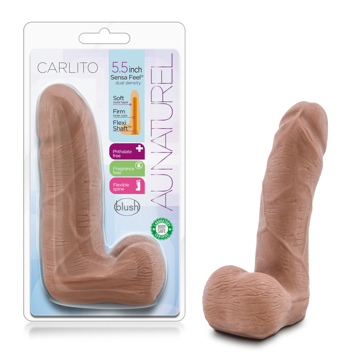 Au Naturel By Blush® | Carlito Realistic Latin 5-Inch Long Dildo With Balls、mySite、bottomscart