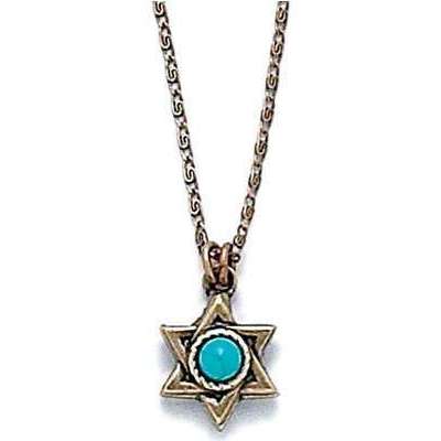 Michal Golan Turquoise and Gold Star of David Necklace、mySite、topwebapps