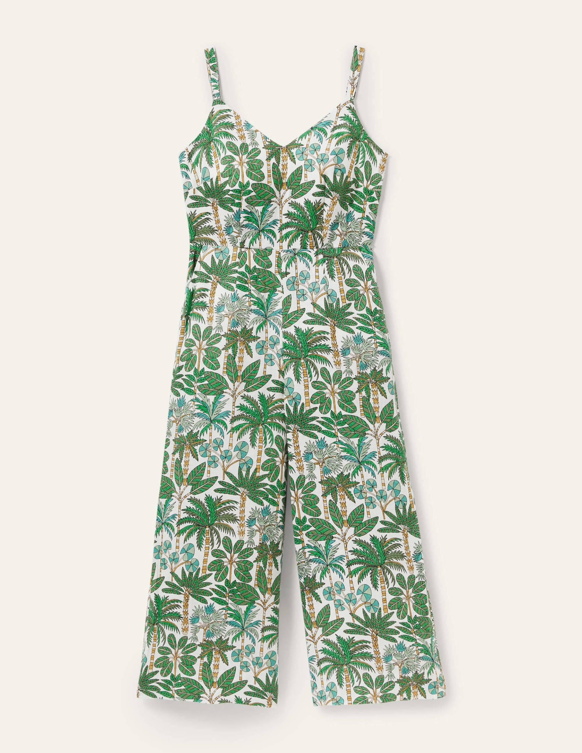  Lola Strappy Linen Jumpsuit-Ivory, Palm Forest、mySite、ashleygrahame
