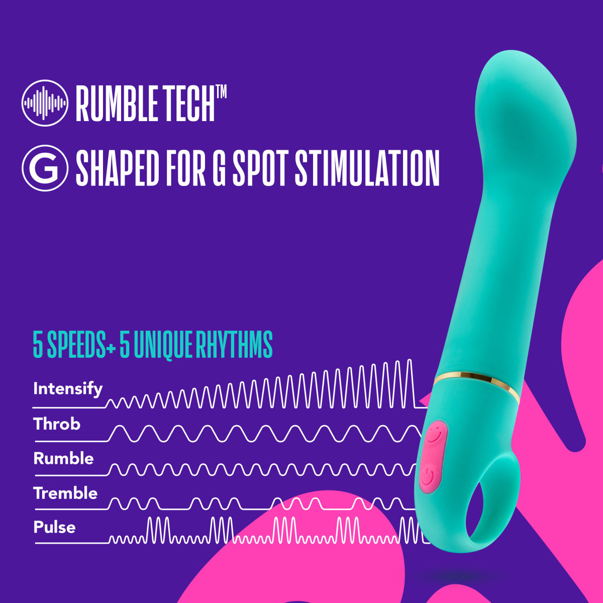 Aria By Blush® | Flirty AF: Enhanced G-Spot Stimulation Teal Silicone Vibrator with Powerful RumboTech™ Technology、mySite、bottomscart