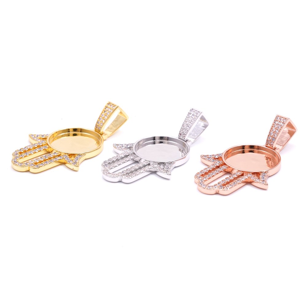 Moissanite Hamsa Hand Photo Pendant 14K Gold、mySite、hinf8tx79