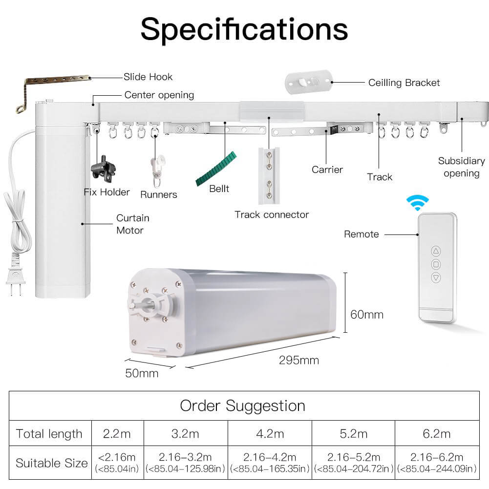 WiFi Smart Electric Motorized Splicing Curtain Tracks System,Tuya Curtain Motor with DIY Track RF Remote、mySite、fannypackpong