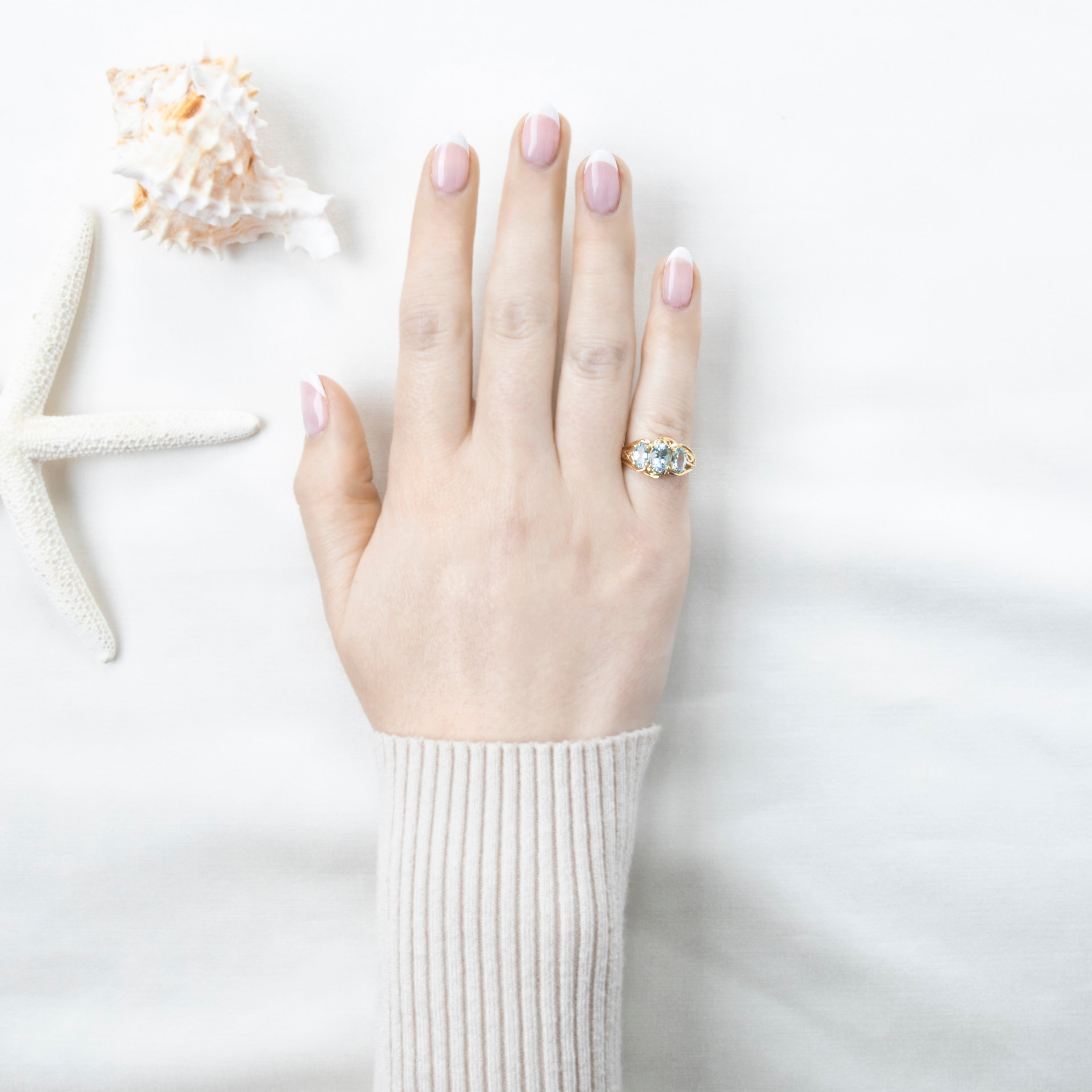 Vintage 14k Yellow Gold 1.3cttw Aquamarine Openwork Oval Trio Ring 6.00、mySite、hinf8tx79