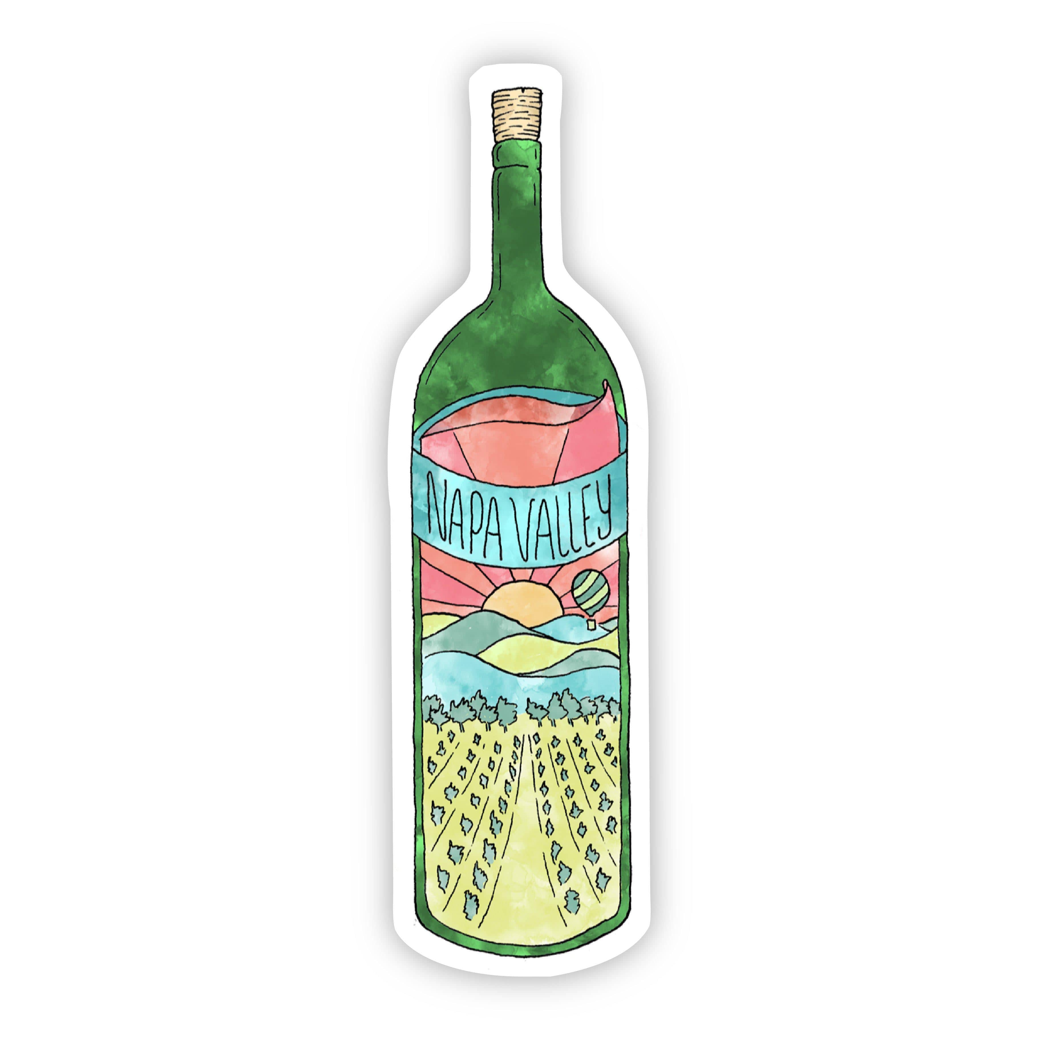  Napa Valley Green Wine Bottle Sticker - Watercolor、mySite、elrpsem3k
