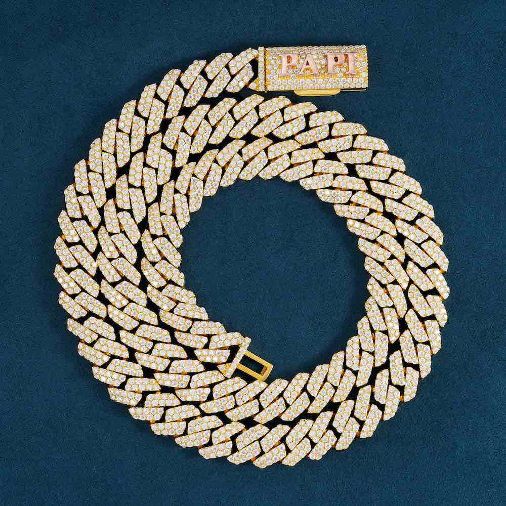 CUSTOM CLASP 2-Row 10MM Moissanite Cuban Link Chain 14K Gold、mySite、hinf8tx79