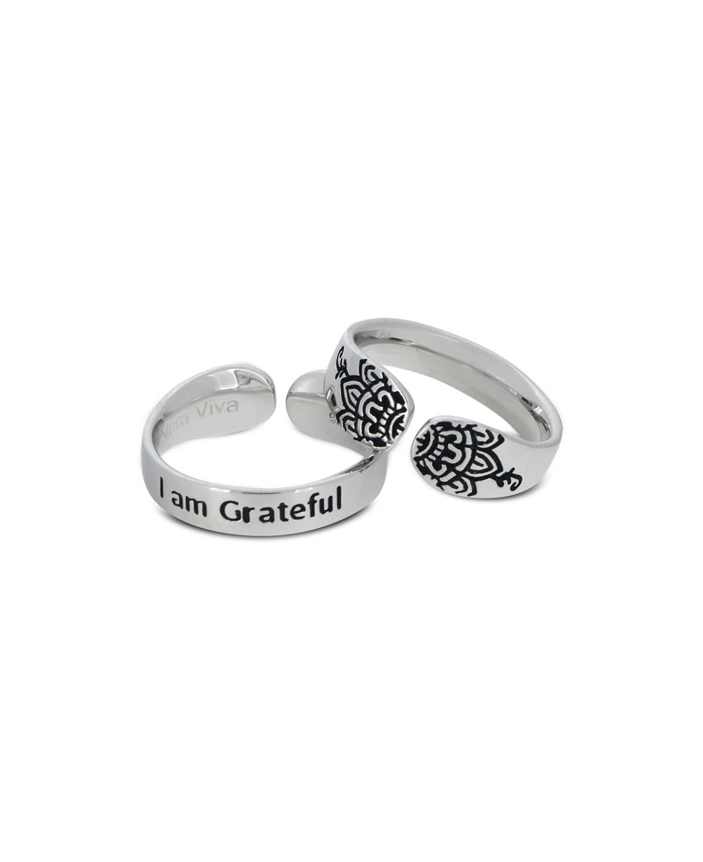 I am Grateful Affirmation Sterling Silver Adjustable Ring、mySite、topwebapps