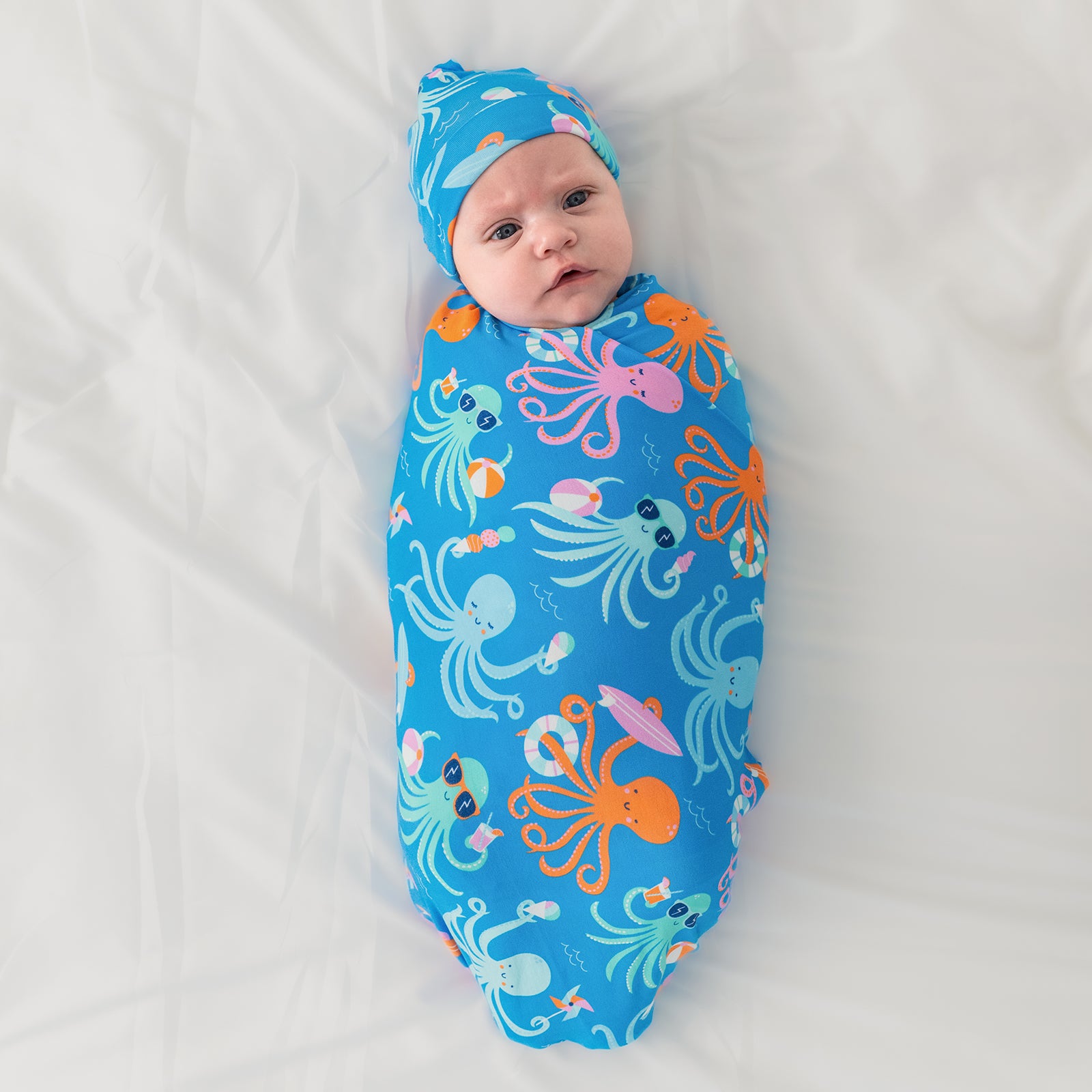 Octopus Party Swaddle & Hat Set、mySite、g9winljtr