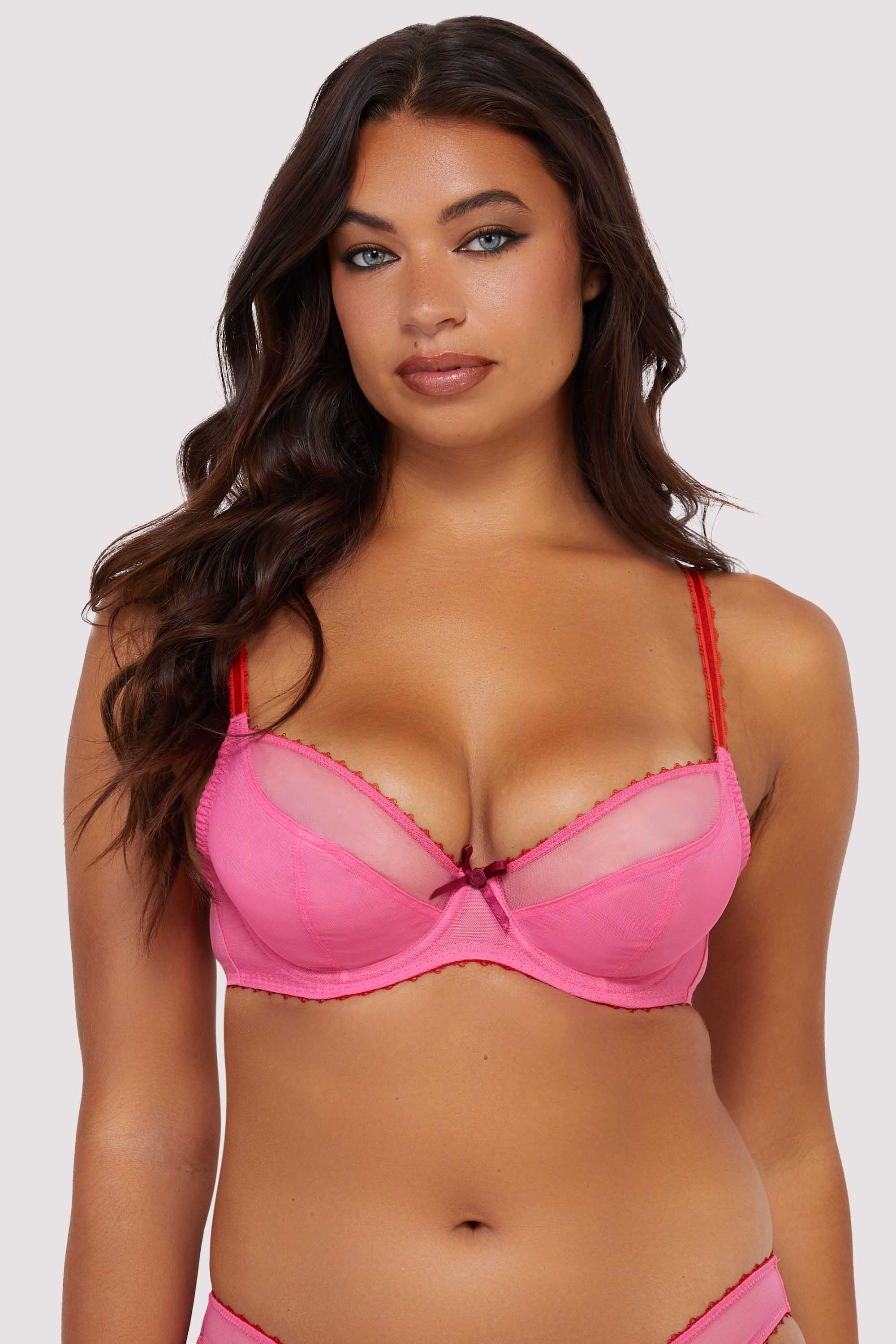 Grace Pink Supportive Net Plunge Bra、mySite、bengalsvssteelers