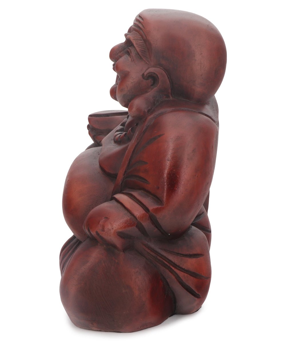Mahogany Finish Sitting Happy Buddha Statue、mySite、topwebapps