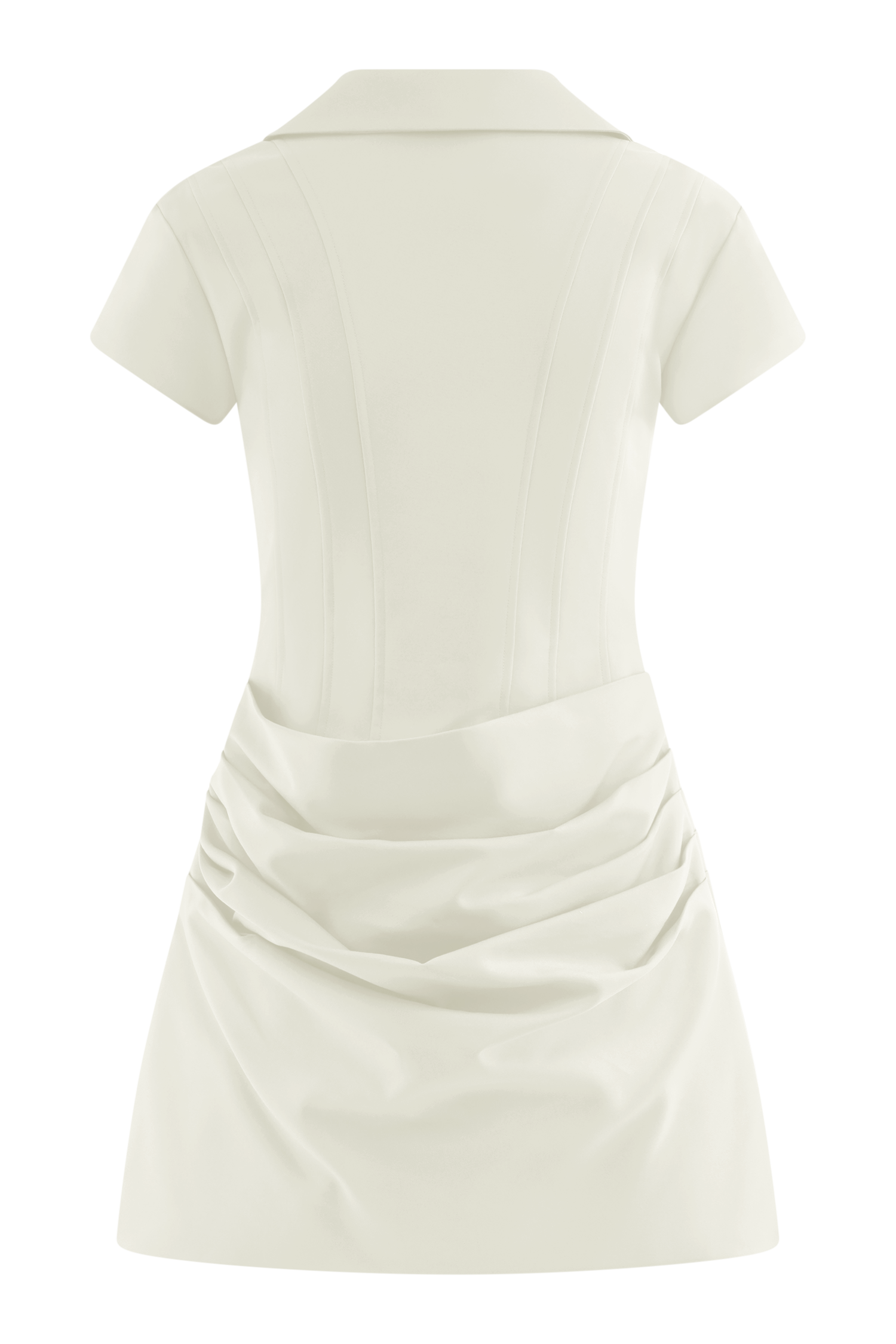 Tarryn Collared Cotton Mini Dress - White、mySite、solidvoid
