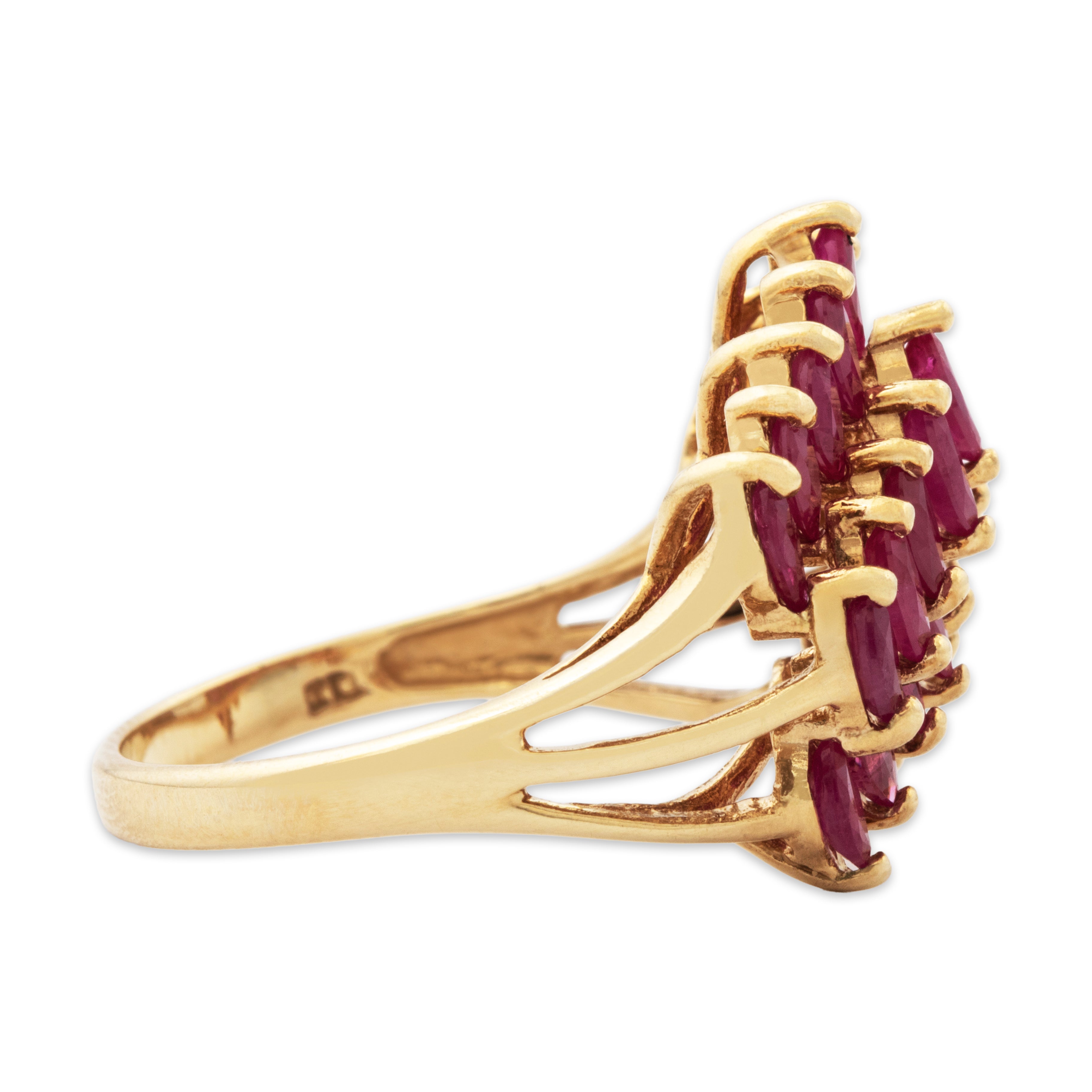 Vintage 10k Yellow Gold 3cttw Ruby Chic Chevron Cluster Ring 8.00、mySite、hinf8tx79