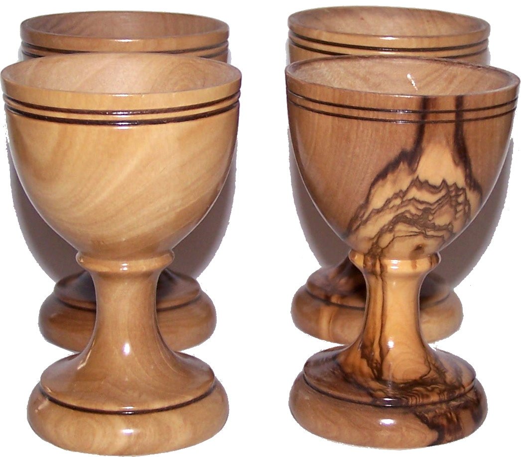 Four olive wood Communion/Egg Cups - great style - Asfour outlet brand - Set of 4、mySite、topwebapps