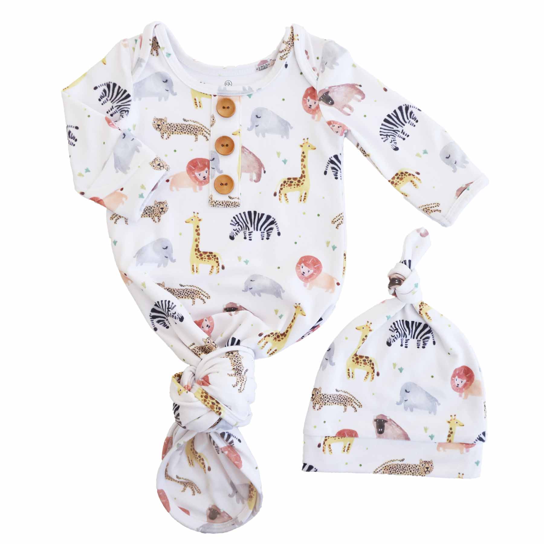  Safari Party Newborn Baby Knot Gown & Hat Set、mySite、layawaytickets