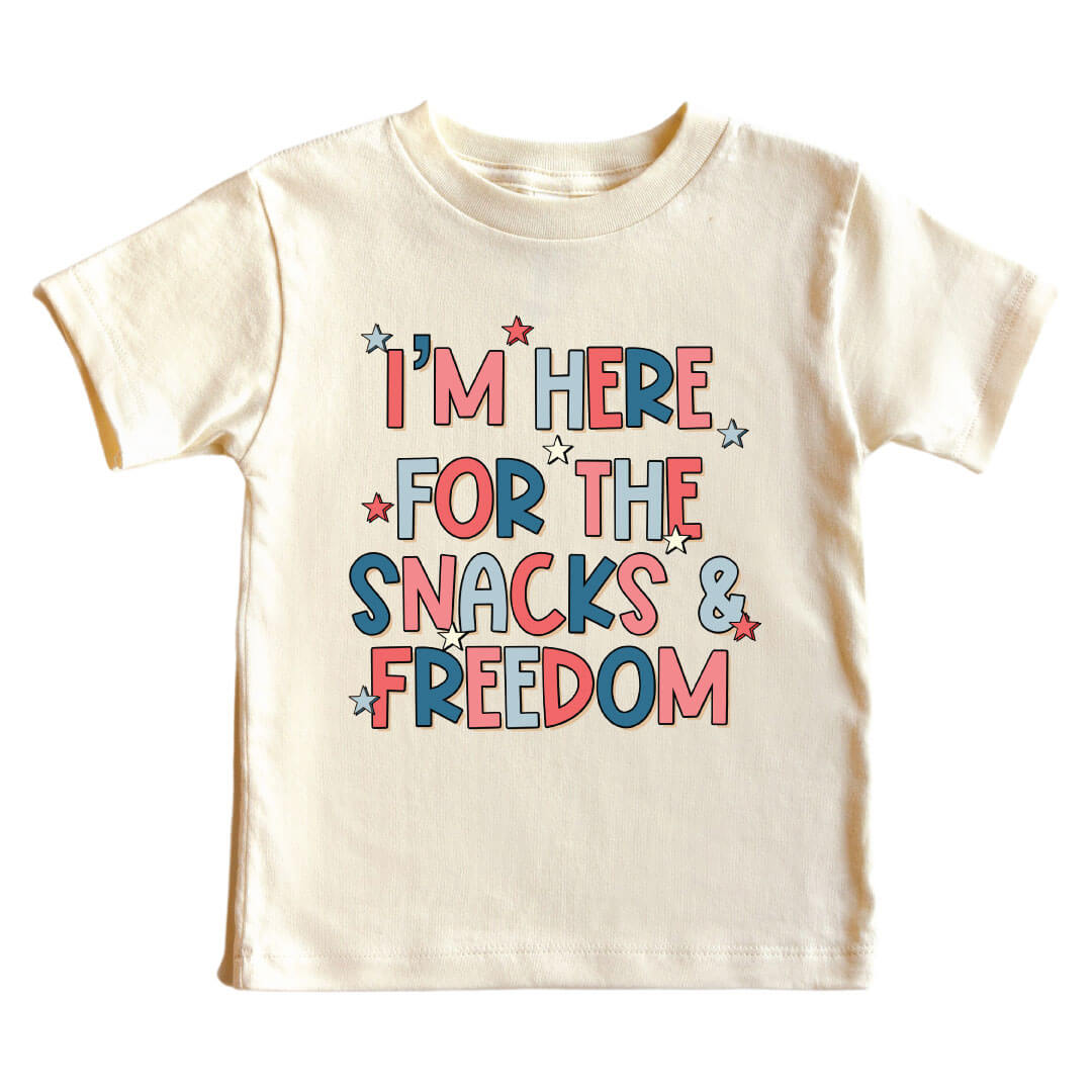  Here For The Snacks & Freedom Kids Graphic Tee | Natural、mySite、layawaytickets