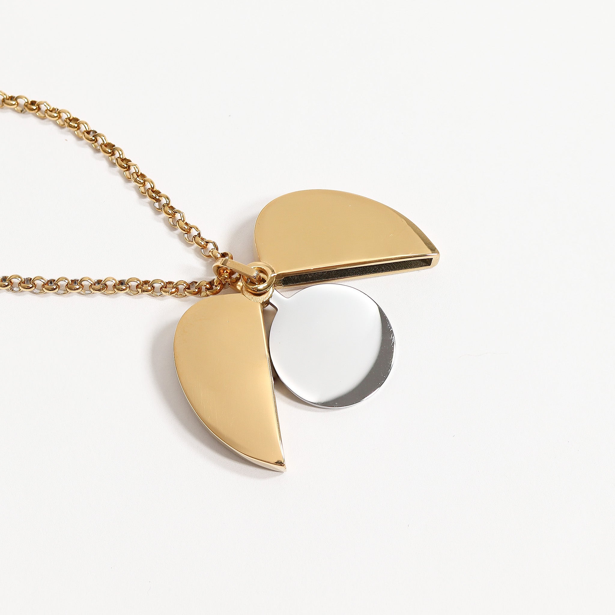 18K Gold PVD Stainless Steel Blank Heart Hidden Message Necklace / CHN9971、mySite、dreamappss