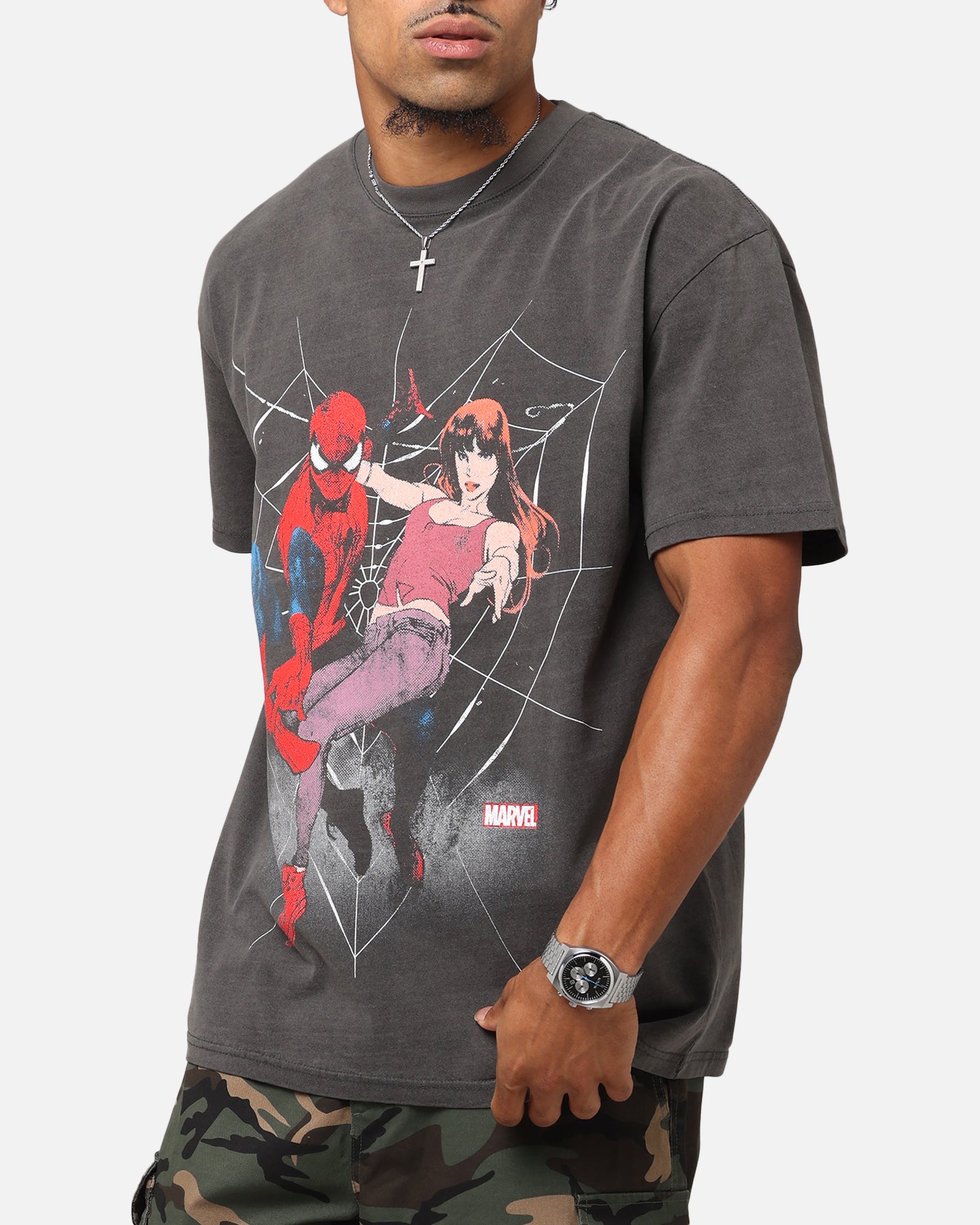 Goat Crew Marvel’s Spider-Man Peter Parker & MJ Heavyweight T-Shirt Black Wash、mySite、zt4zffjzw